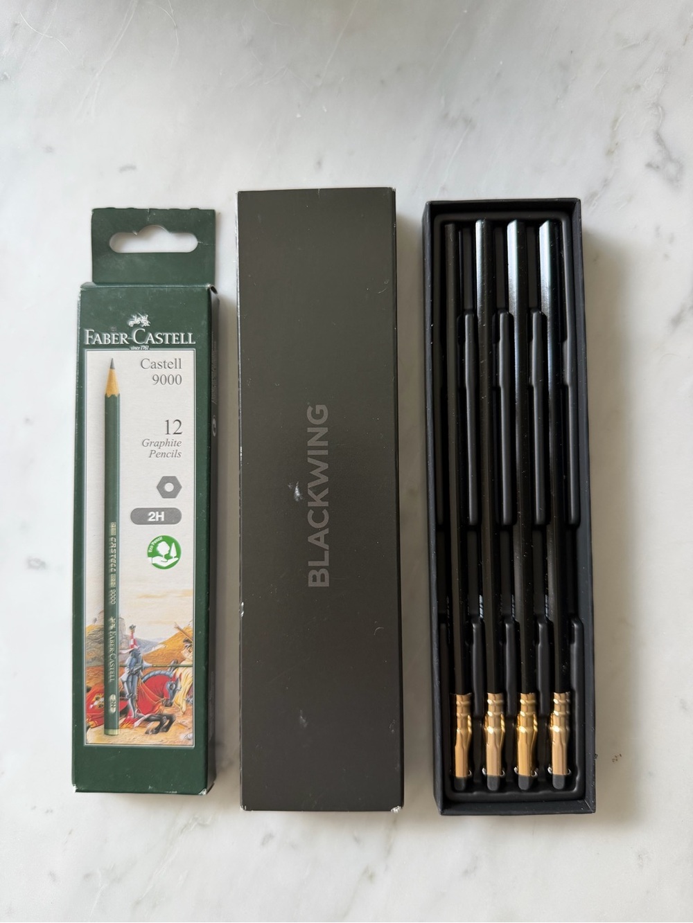 New Blackwing Classic Black Pencils with Faber-Castell Castell 9000 Box